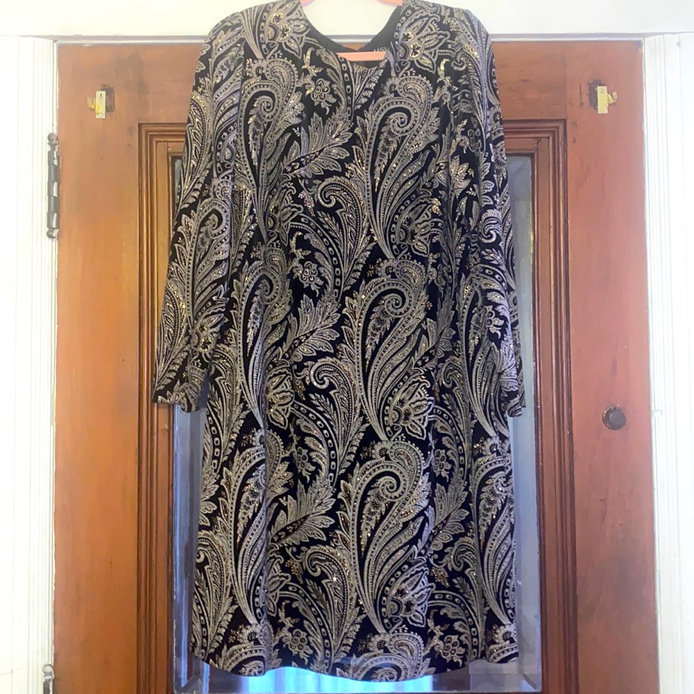 MSW Black & Gold Paisley Dress